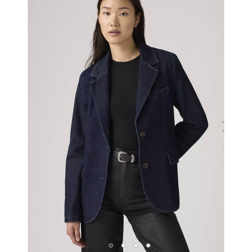 Levi's Stella Relaxed Denim Blazer Womens XS 100% Cotton, Lined, Pockets 128.00